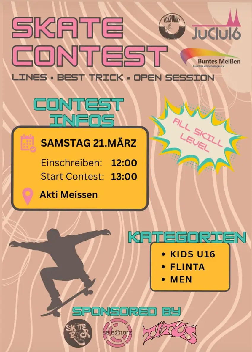 Flyer Skateboard Contest am Akti in Meißen - 21.03.2026